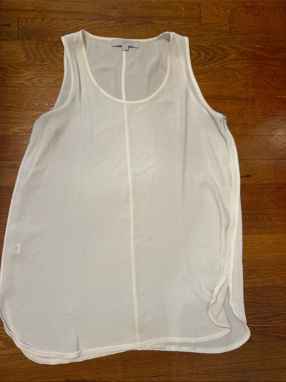 LOFT Cream Layered Scoop Neck Tank